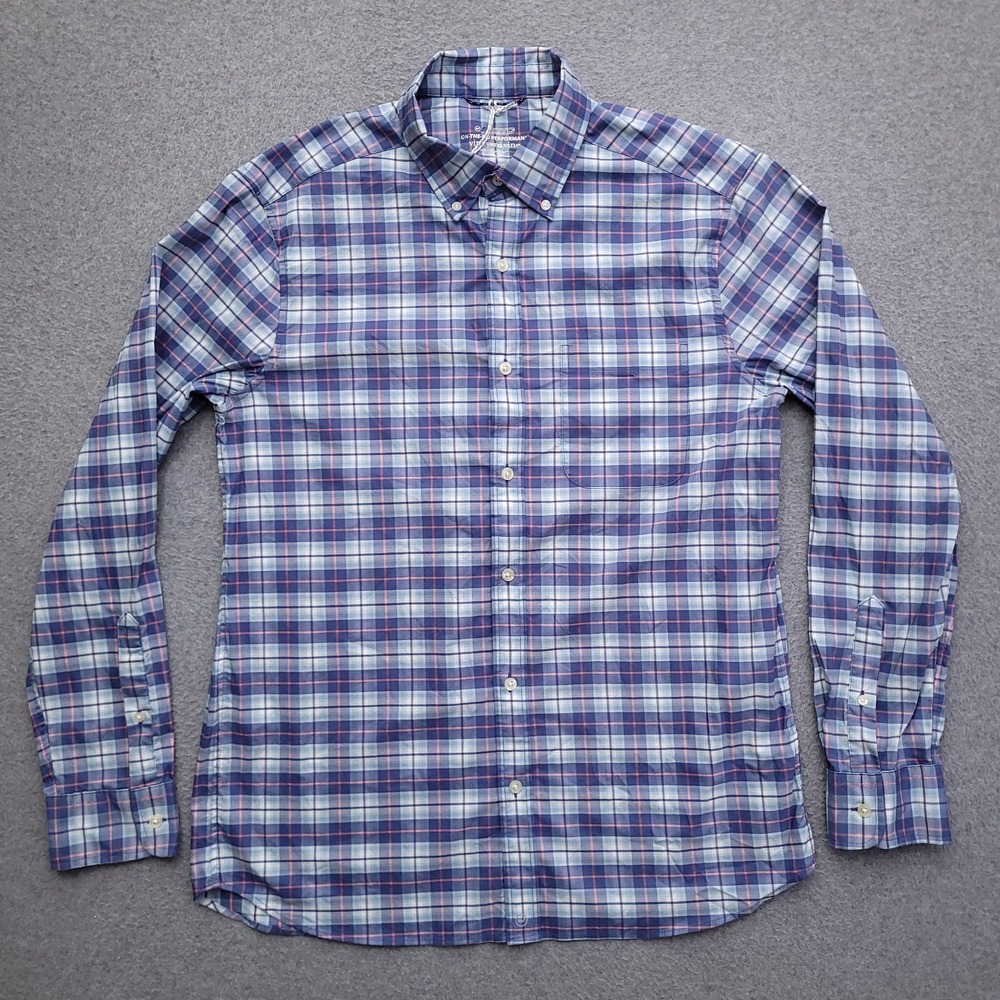 Vineyard Vines Shirt Mens Medium On The Go Performance OTG Brrr Blue Activewear
